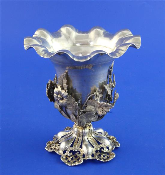 A late 19th/early 20th century Turkish silver vase, 12 oz.